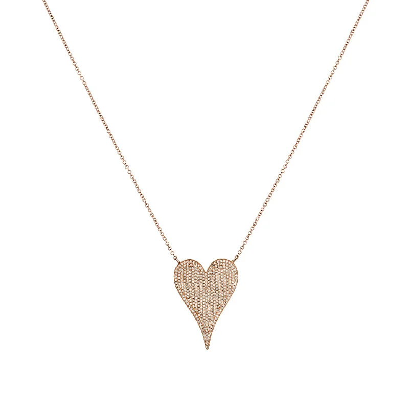 Customizable Gold Necklace-PAVÉ DIAMOND PINCHED HEART NECKLACE