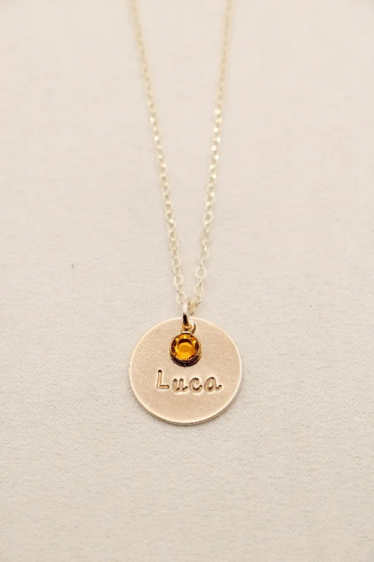 Wedding Necklace with Diamonds-single drop necklace + mini birthstone {gold}