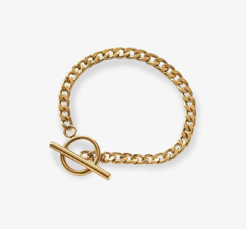 Stackable Silver Bracelets-Toggle Chain Bracelet | Gold