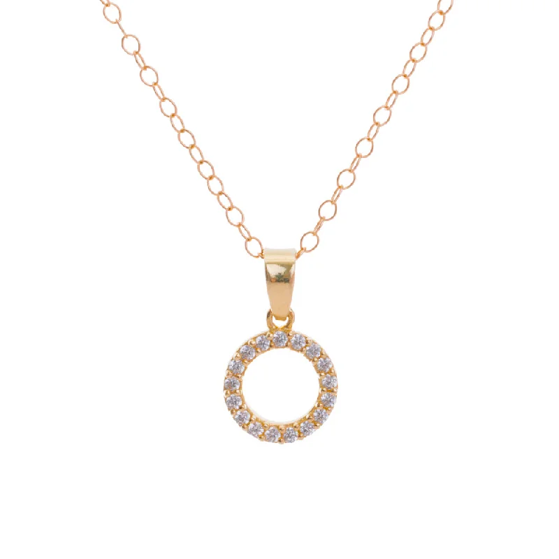 Fashionable Layered Necklace-Gold Cubic Zirconia Circle Necklace