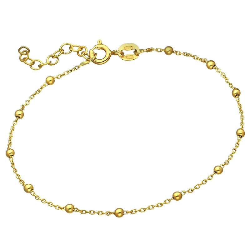 Simple Gold Bangle Bracelet-18k Plated Gold Ball Beaded Bracelet