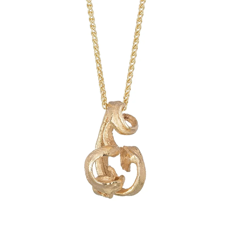 Double Chain Necklace-Kelp Tangle Pendant 9ct Gold