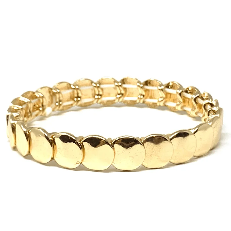 Elegant Gold Charm Bracelet-Gold Disc Stacking Stretch Bracelet