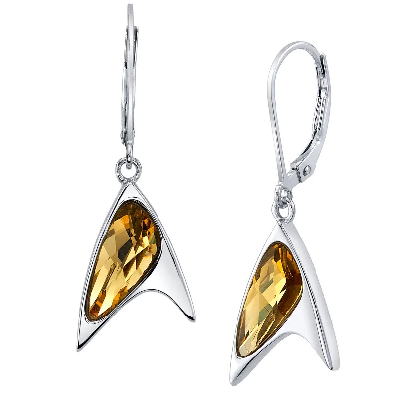 Gorgeous Stud Earrings-Star Trek X RockLove Yellow Crystal Delta Earrings