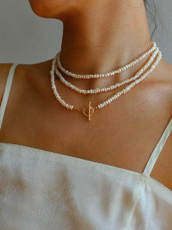 Customizable Heart Necklace-Long Minimalist Irregular Pearl OT Clasp Necklace Sweater Chain