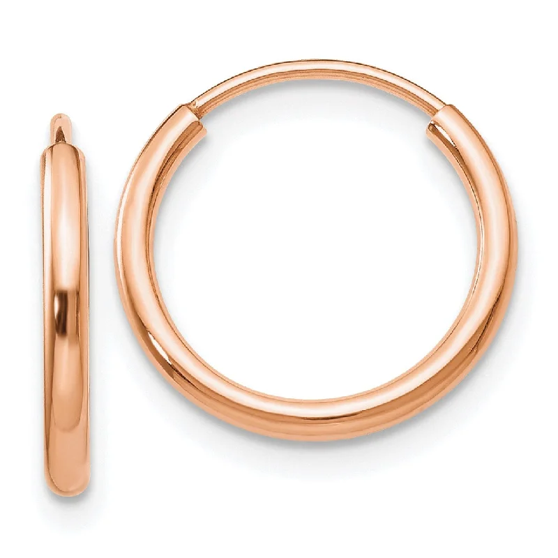 Wedding Earrings for Bride-14KT Rose Gold 14X1.5MM Endless Hoop Earrings