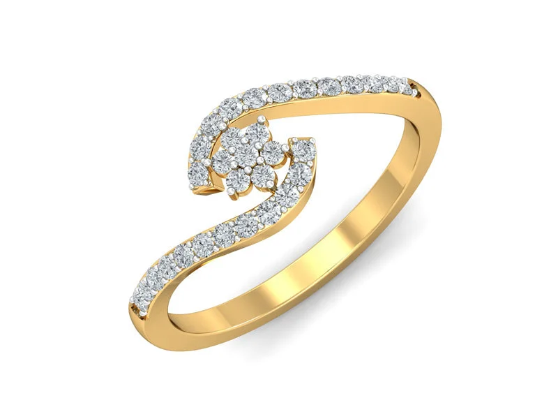 Modern Wedding Band Set for Women-Fancy Floret Encased Ring