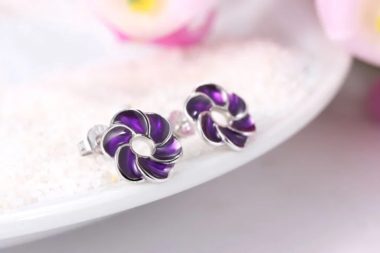 Elegant Jewelry Earrings-1 Pair Simple Style Flower Epoxy Plating Copper White Gold Plated Ear Studs