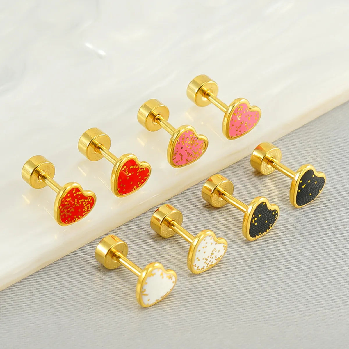 Stunning Wedding Earrings-1 Pair Simple Style Heart Shape Enamel Plating Stainless Steel Ear Studs