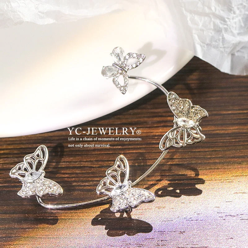 Hollow Butterfly Silver Left Ear