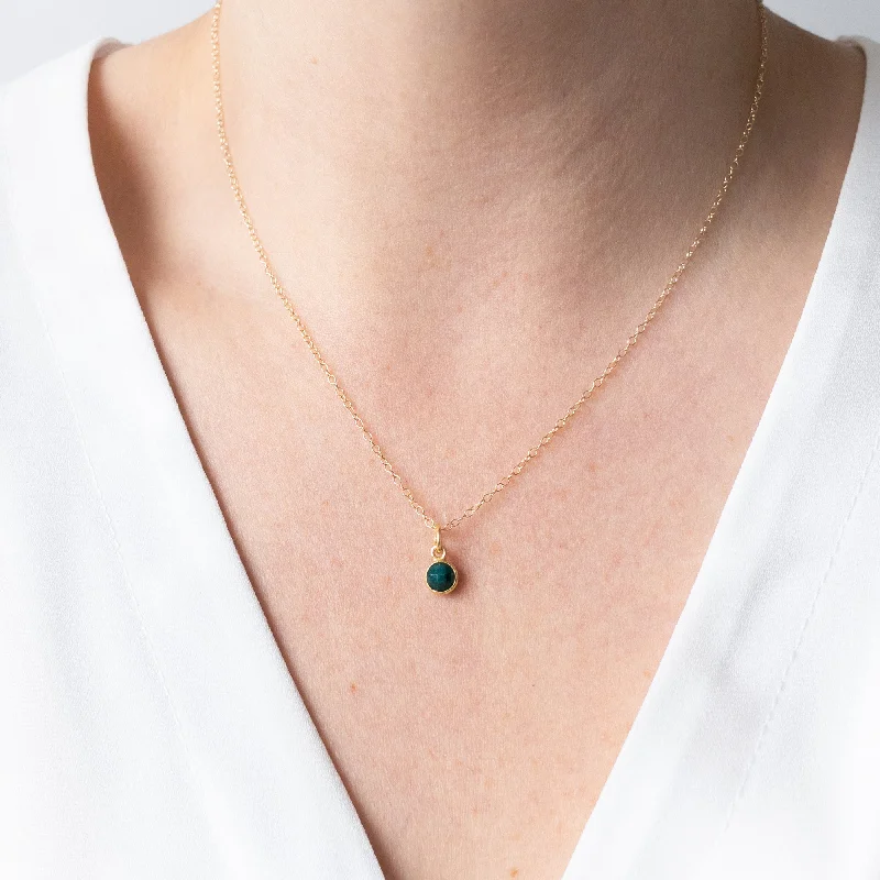 Sparkling Pendant Necklace-Gold Emerald May Birthstone Necklace