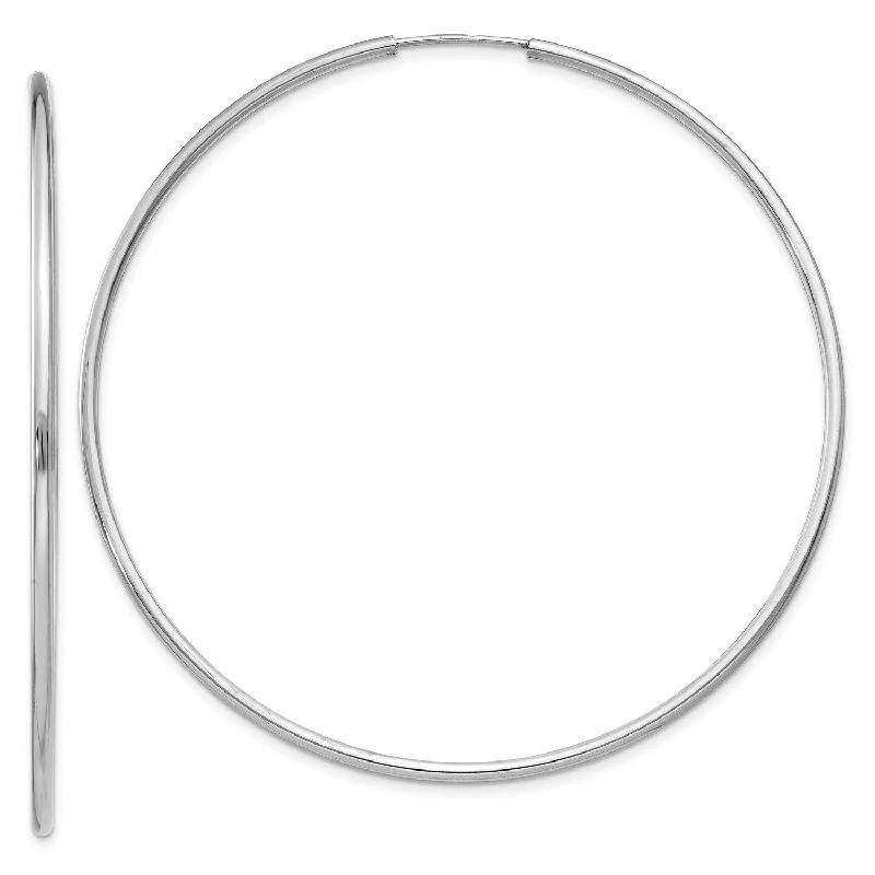 White Gold Earrings-14KT White Gold 56X1.5MM Endless Hoop Earrings