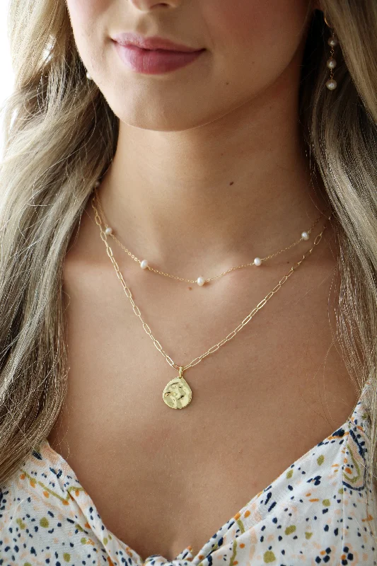 Rose Gold Pendant Necklace-oceana necklace { gold }