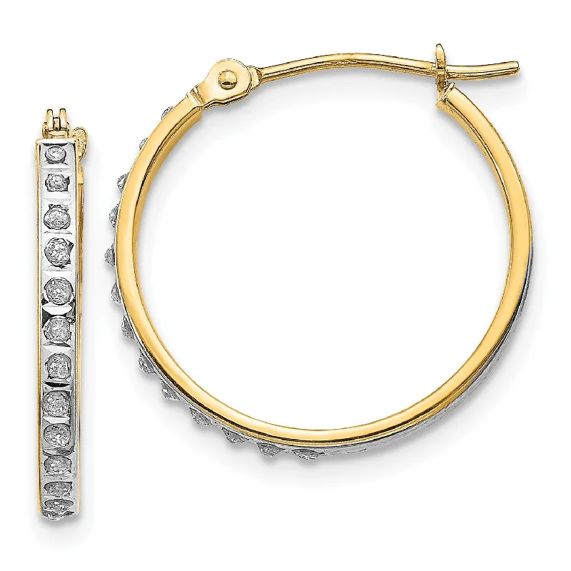 Unique Design Earrings-Diamond Fascination 14KT Yellow Gold 20X2MM Diamond Accent Hoop Earrings