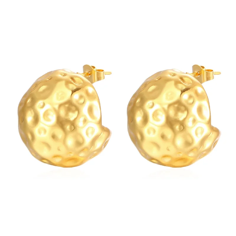 Beating Pattern Ball Earrings Gold