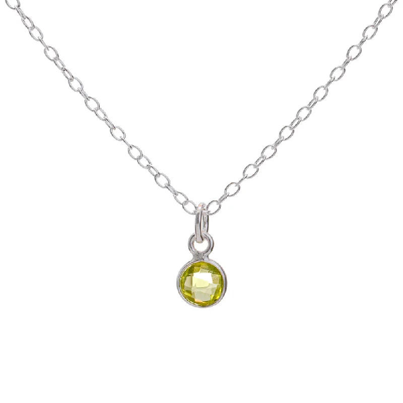 Luxury Diamond Necklace-Silver Peridot August Birthstone Necklace