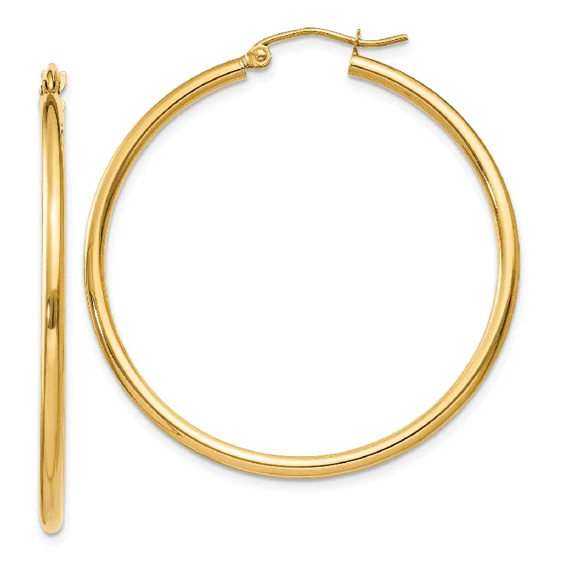 Retro Earrings for Women-14KT Yellow Gold 40X2MM Hoop Earrings