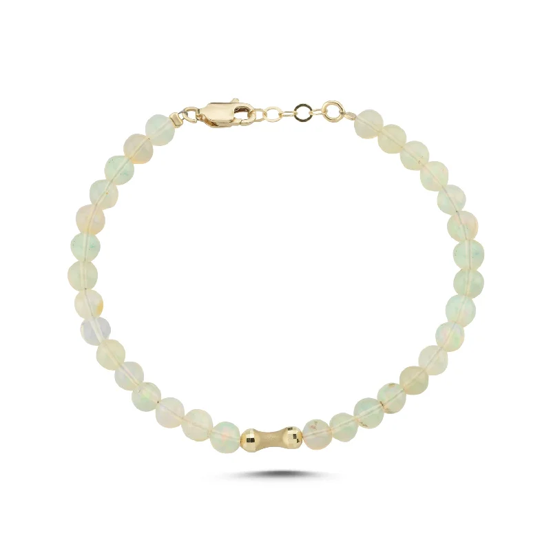 Simple Gold Bangle Bracelet-Opal Gold Bracelet