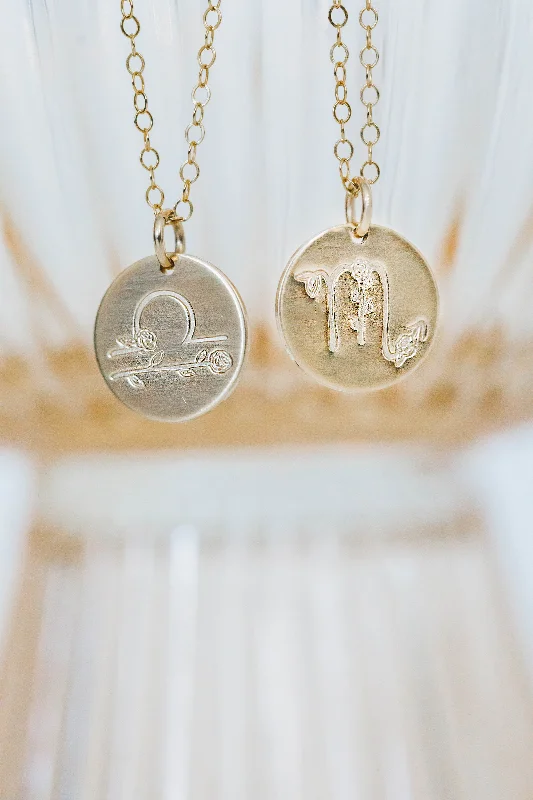 Vintage Gold Necklace-zodiac flora necklace { gold + silver }