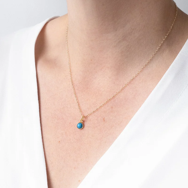 Designer Necklace for Women-Gold Turquoise December Birthstone Necklace