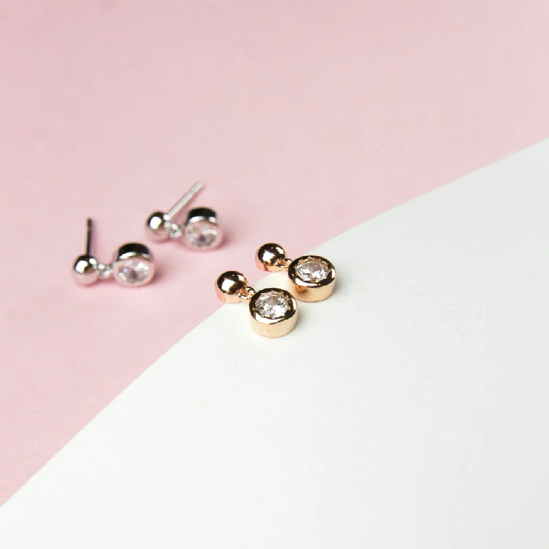 Customizable Wedding Earrings-Single Crystal Drop Studs