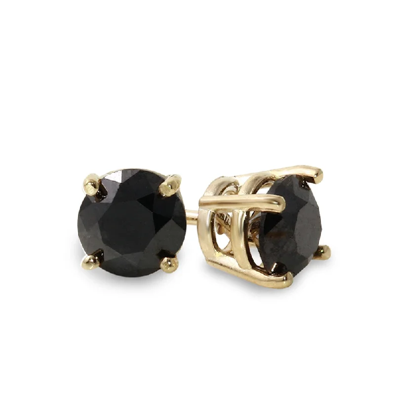 White Gold Earrings-10K Yellow Gold 7/8 CTW Rd Black Diamond Stud Earrings