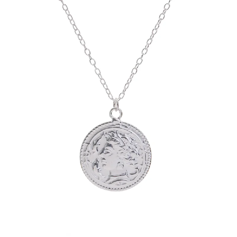 Personalized Gold Necklace-Silver Roman Coin Medallion Necklace