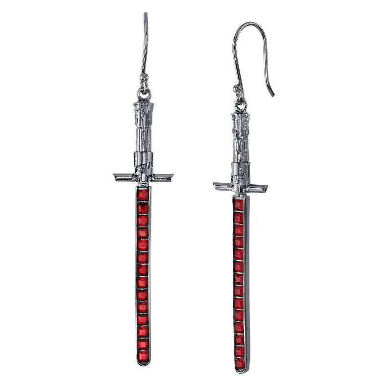 Diamond Hoop Earrings-Star Wars X RockLove Kylo Ren Crystal Lightsaber Earrings