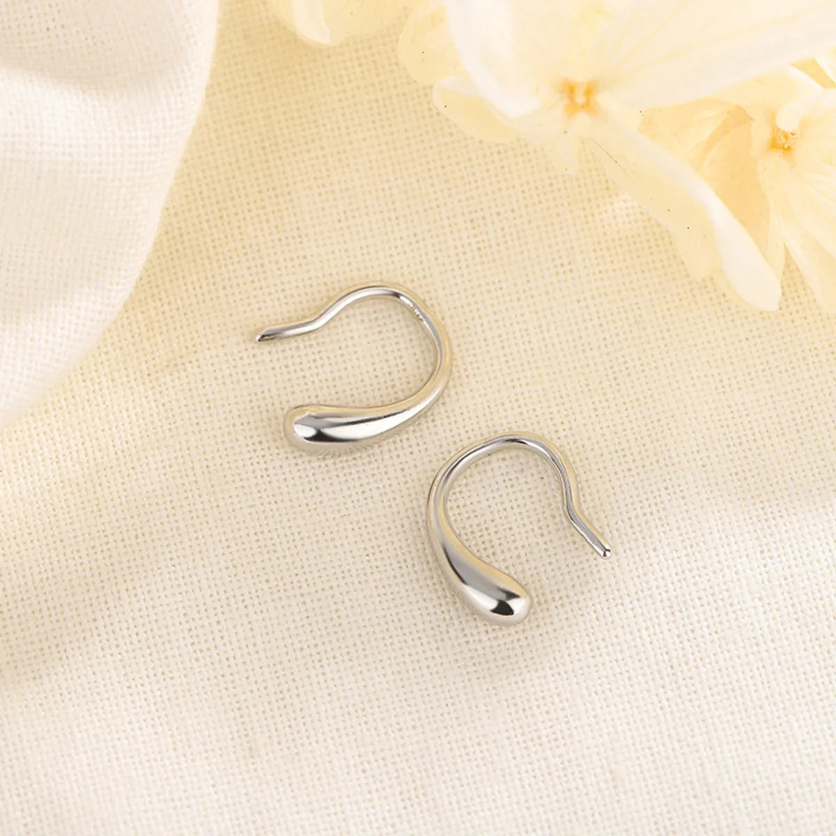 Silver Statement Earrings-1 Pair Simple Style Water Droplets Copper Ear Studs