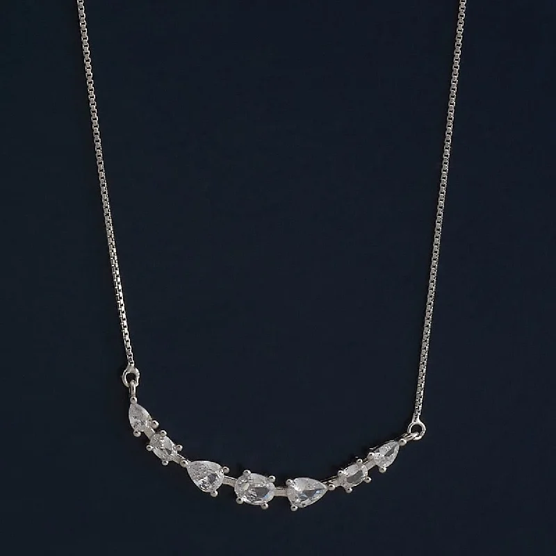 Simple Silver Necklace for Brides-92.5 Silver Necklace 182968