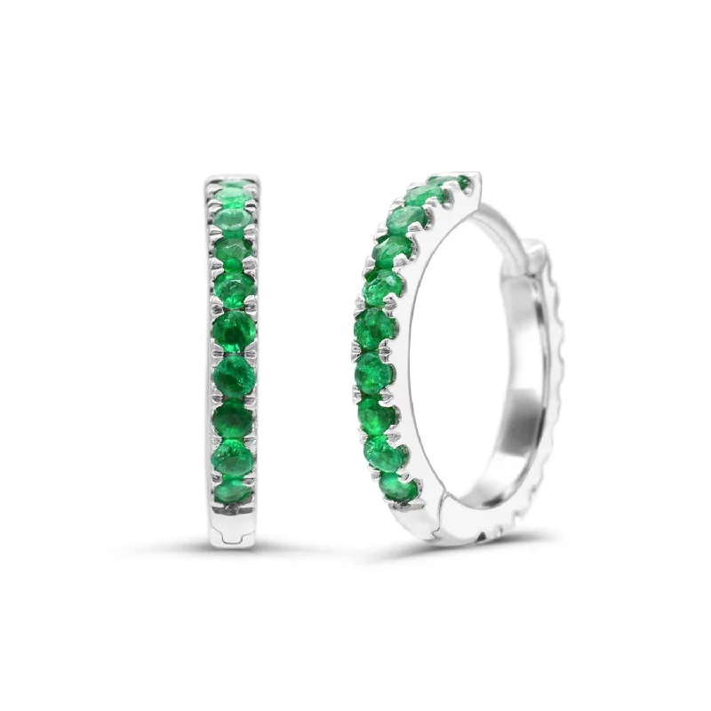 Pearl Drop Earrings-Created Emerald and White Sapphire Reversible Hoops in Sterling Silver