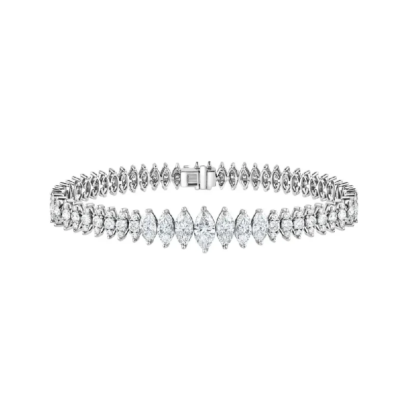 Trendy Silver Charm Bracelet-Eternity Marquise Diamond Bracelet