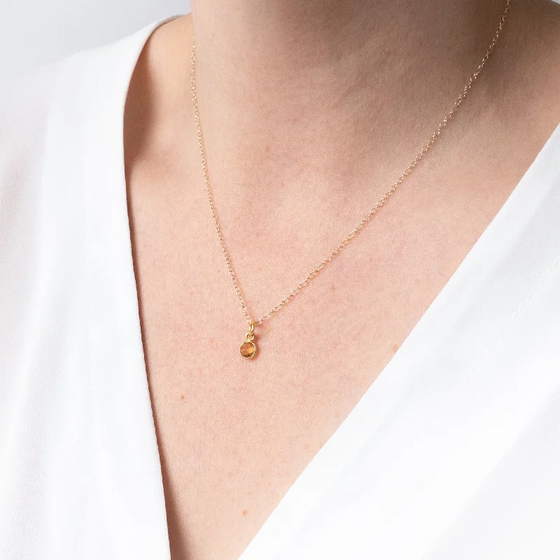 Rose Gold Necklace for Women-Gold Citrine November Birthstone Necklace