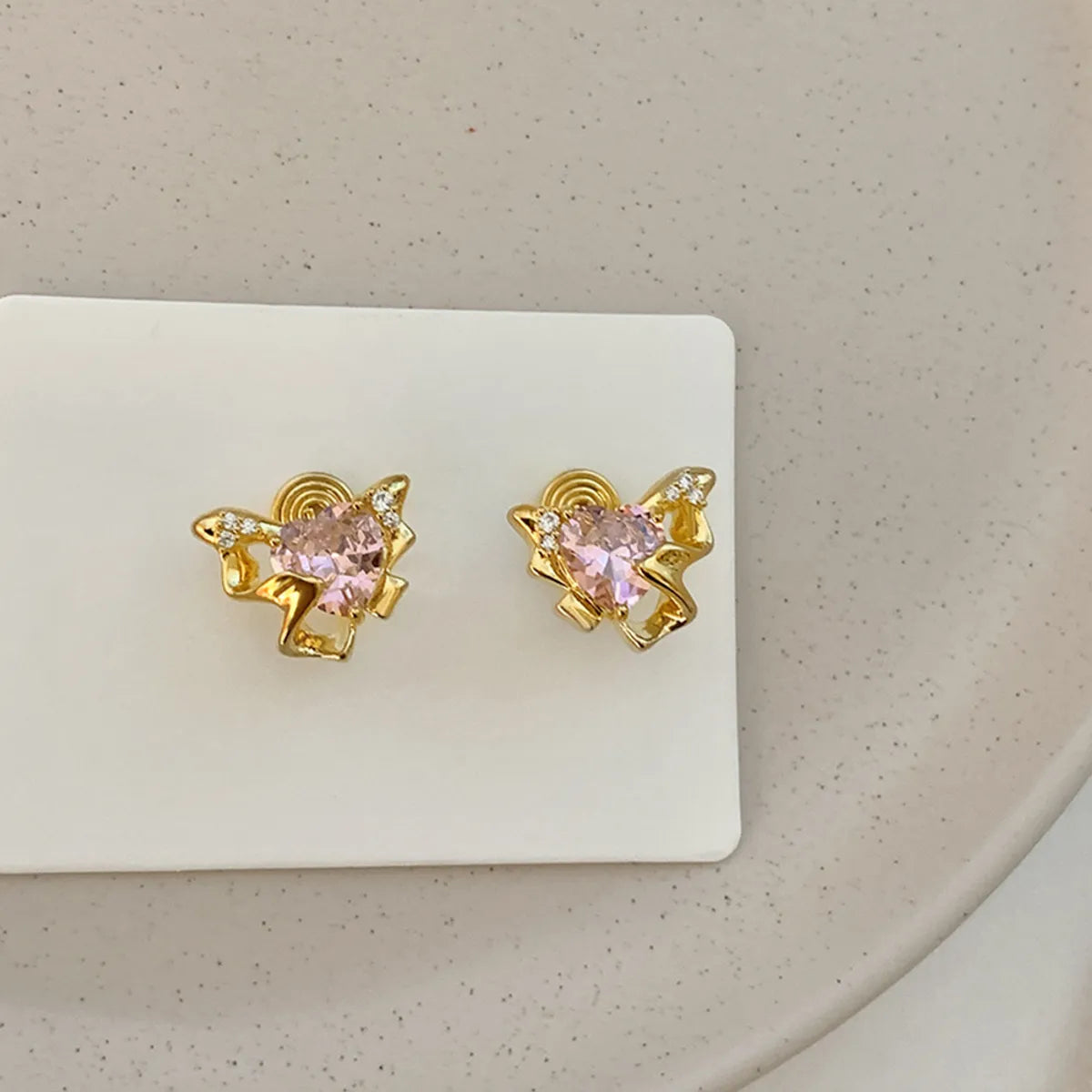 Wedding Earrings for Bride-1 Pair Simple Style Solid Color Plating Inlay Copper Zircon 18K Gold Plated Ear Studs