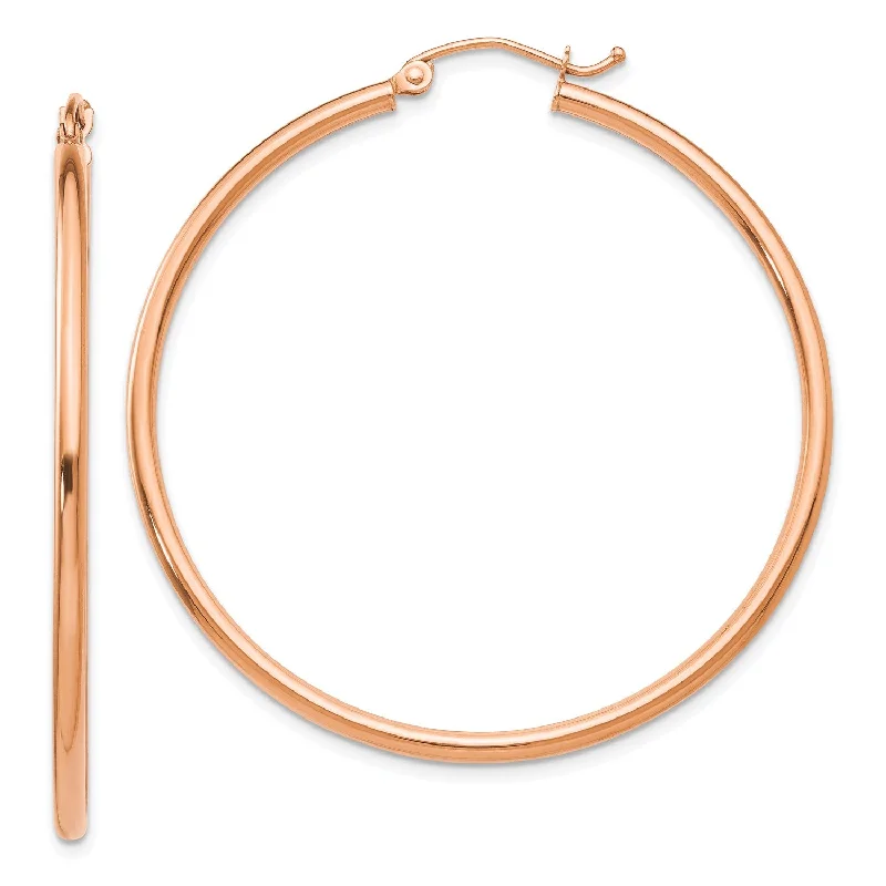 High-End Earrings for Weddings-14KT Rose Gold 45X2MM Hoop Earrings