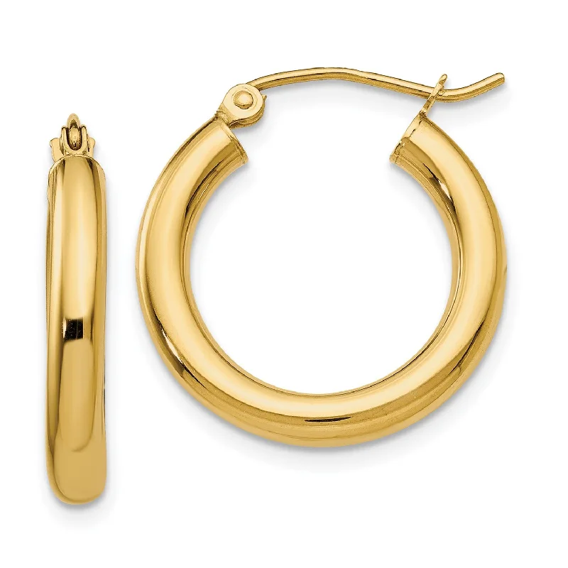 Handmade Gold Earrings-14KT Yellow Gold 20X3MM Hoop Earrings