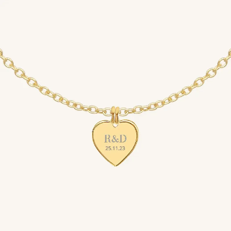 Simple Gold Necklace-Etch Behold Heart Necklace