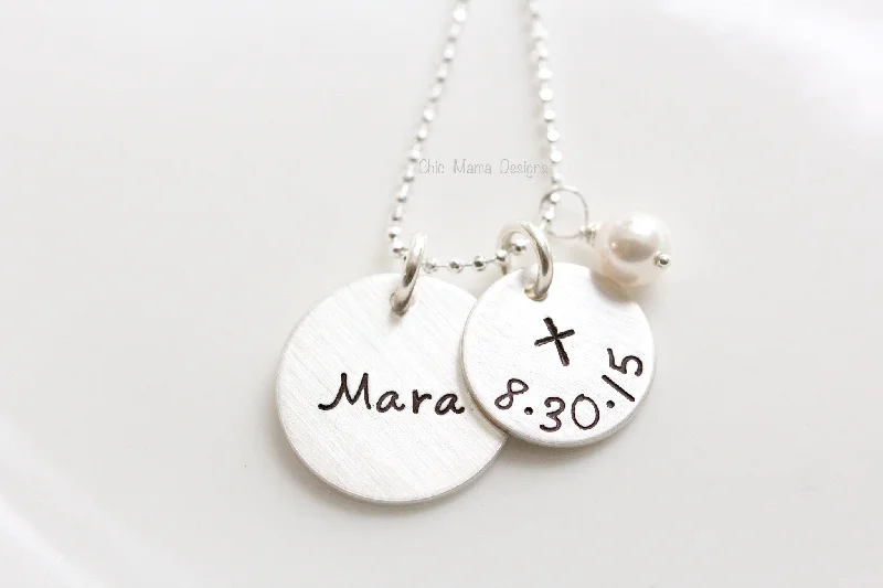 Designer Silver Necklace-first communion necklace