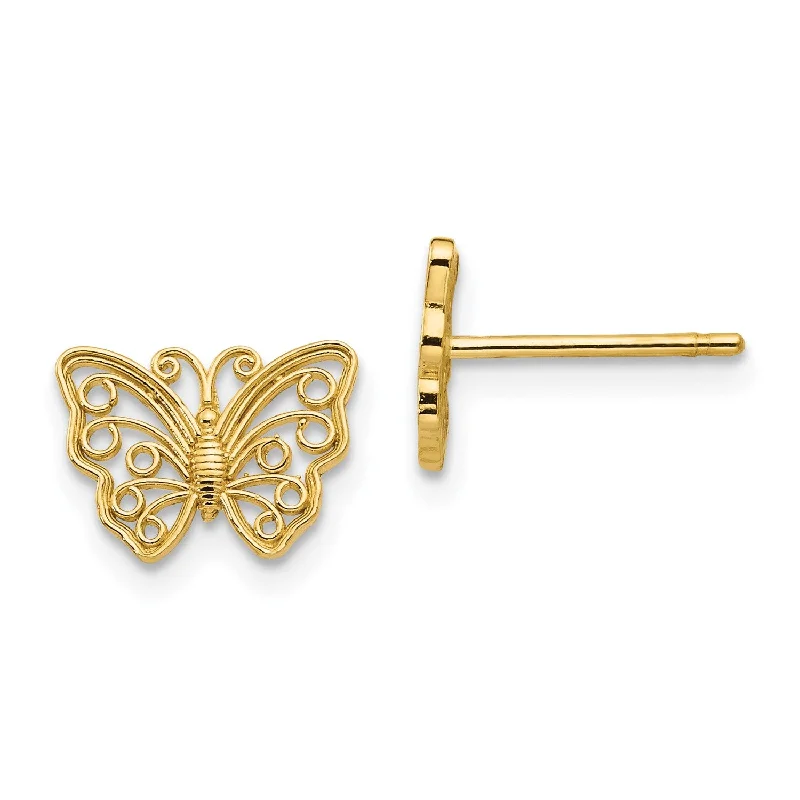 Dangle Earrings with Gems-14KT Yellow Gold 7X9MM Butterfly Earrings