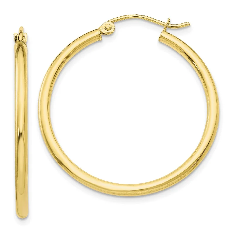 Beautiful Drop Earrings-10KT Yellow Gold 26X2MM Hoop Earrings