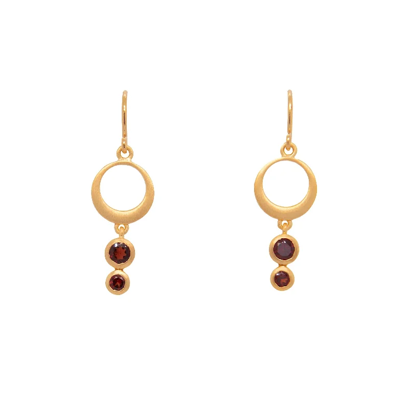 Custom Earrings for Bridesmaids-Strength Single Circle Wire Earrings 24K Gold Vermeil in Various Gemstones