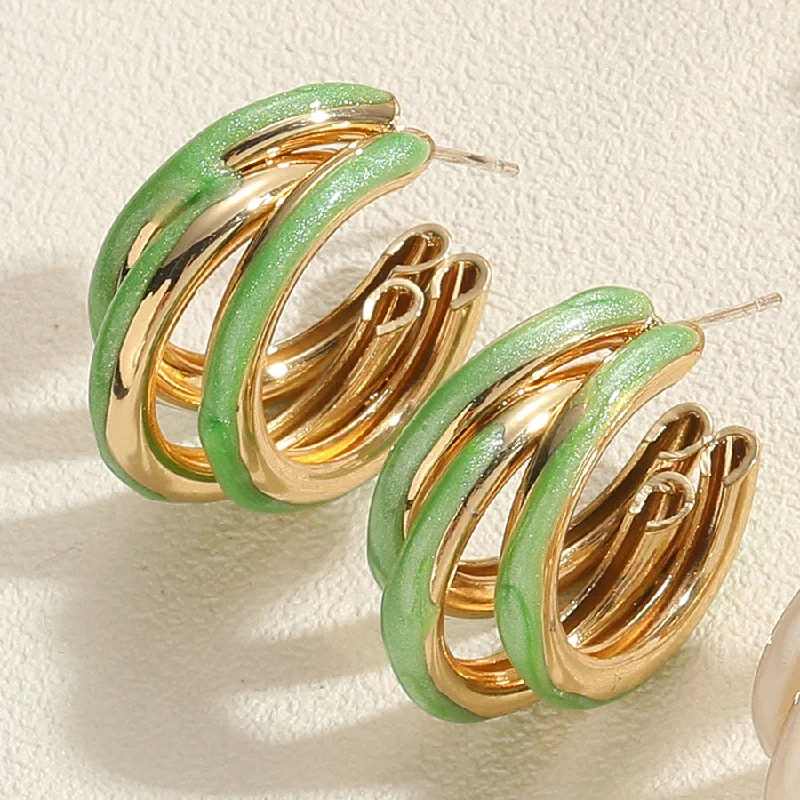 Green Enamel Earrings