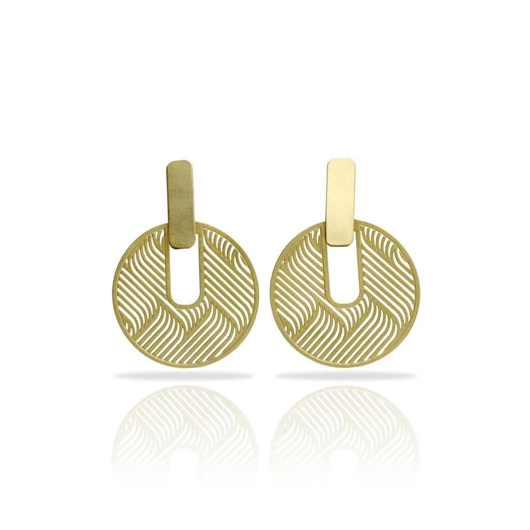 Statement Earrings for Weddings-RAS Duna Gold Stud Earrings