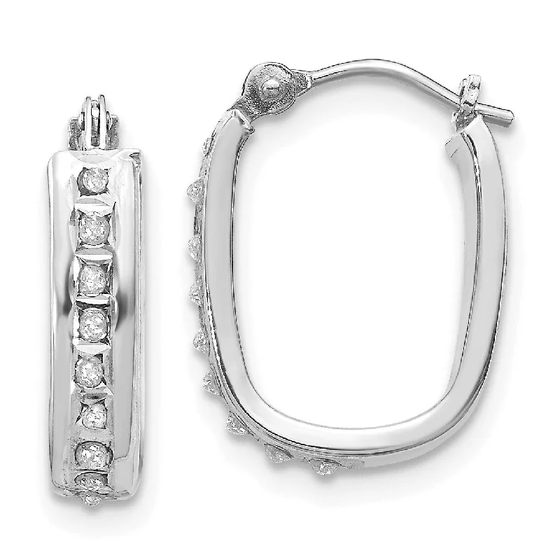 Birthstone Earrings for December-Diamond Fascination Diamond Accent Hinged Hoop Earrings in 14KT White Gold