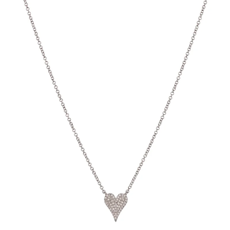 Classic Crystal Necklace-PAVÉ DIAMOND HEART NECKLACE