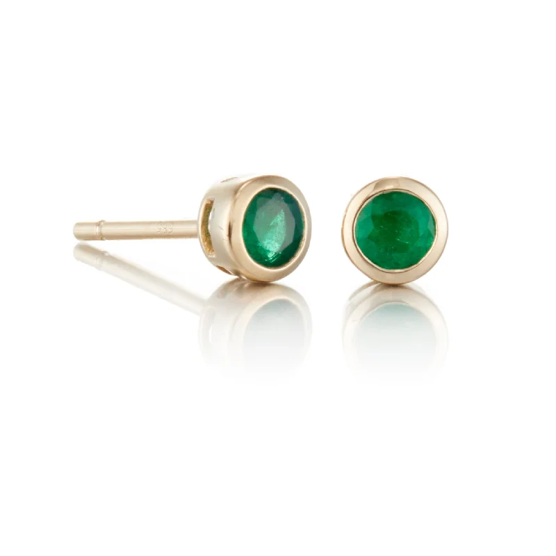 Unique Earrings for Bridesmaids-Mini Dot Earrings in Emeralds