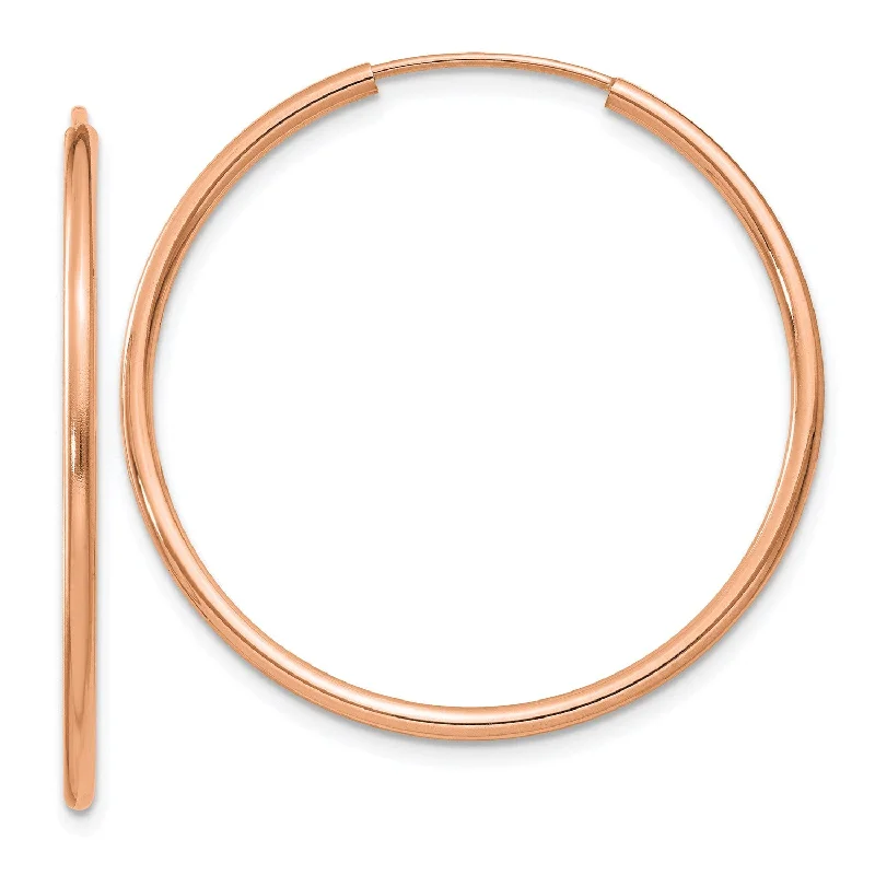 Simple Silver Earrings-14KT Rose Gold 33X1.5MM Hoop Earrings