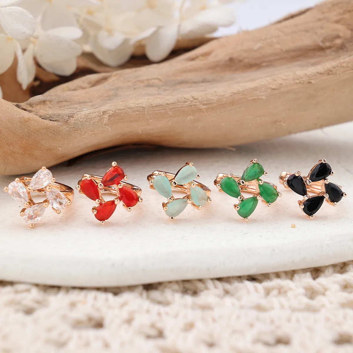 Elegant Drop Earrings-1 Pair Simple Style Classic Style Flower Plating Inlay Copper Zircon Rose Gold Plated Ear Studs