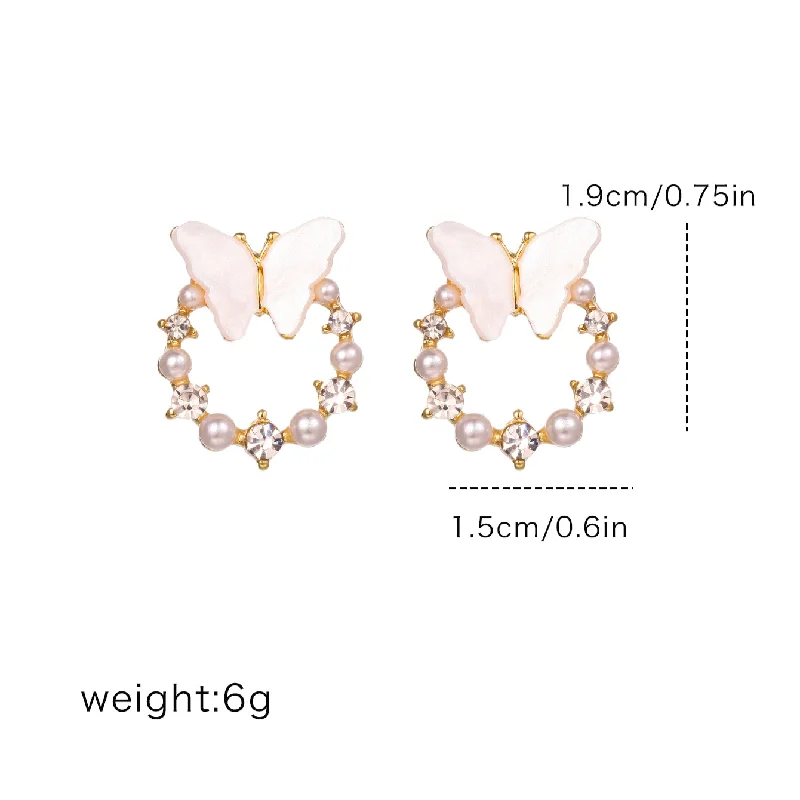 Unique Diamond Earrings-1 Pair Simple Style Pearl Alloy Inlay Zircon Women's Ear Studs