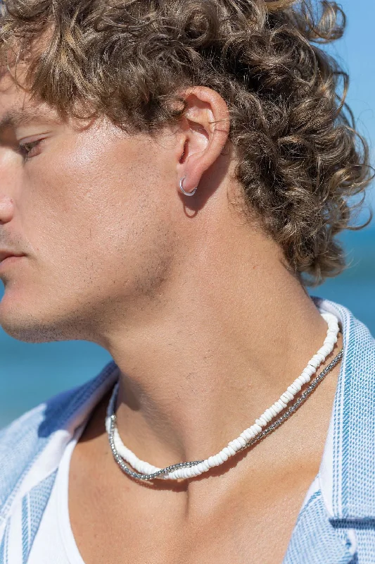 Gemstone Necklace for Weddings-Unisex Men's Puka Shell Necklace - Kealani